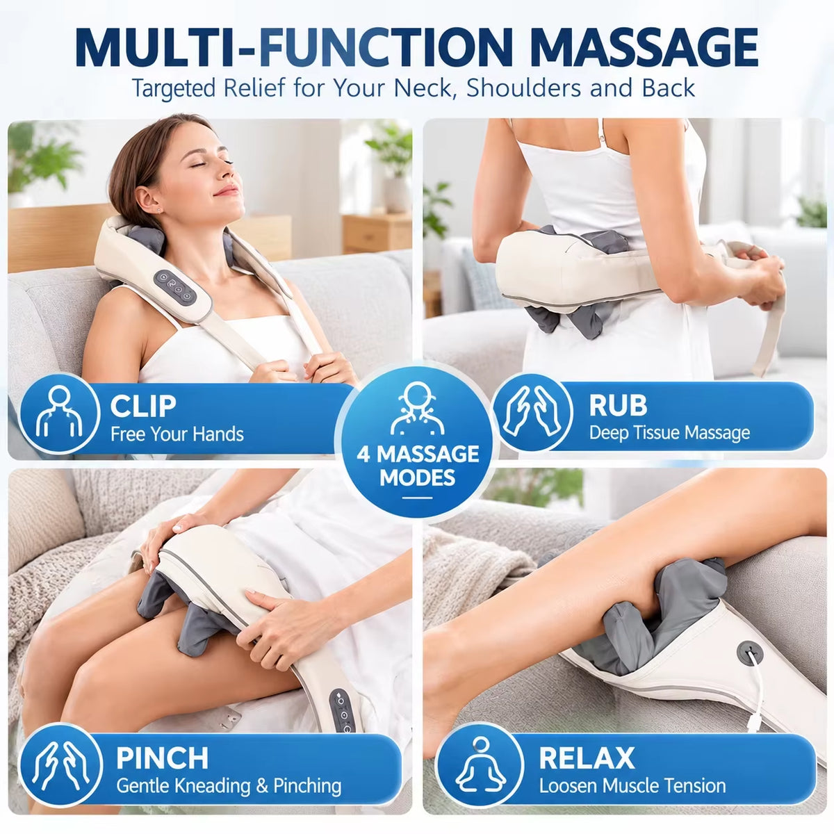 New 2026 Brushless Motor Neck and Shoulder Massager Wireless Shoulder and Back Kneading Massage Shawl Neck Masajeador